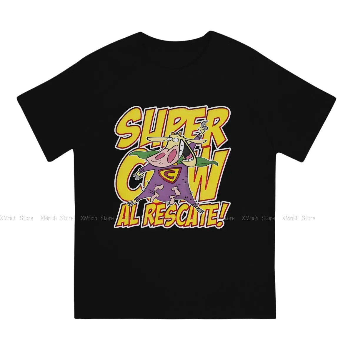 Men's Supercow Al Rescate T Shirts Cow And Chicken 100% Cotton Clothing Humor Short Sleeve Round Collar Tee Shirt Printed