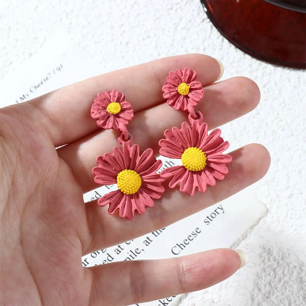 Korean Flower Cute Summer Drop Earrings Daisy Earrings Dangle Earrings Fashion Jewelry