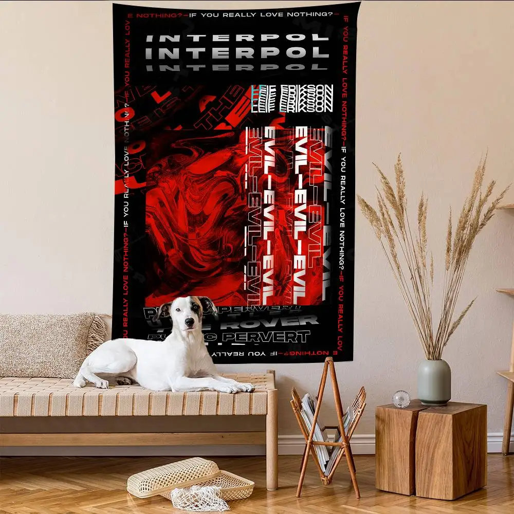 Interpol Band Anime Tapestry Hippie Flower Wall Carpets Dorm Decor Wall Hanging Home Decor