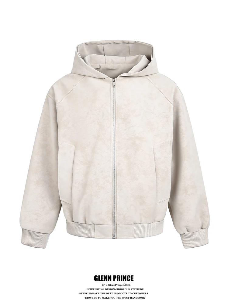 

Мужская кожаная куртка с капюшоном в американском ретро-стиле с мраморным узором, весенняя, модная, крутая, байкерская куртка из полиэфирного волокна