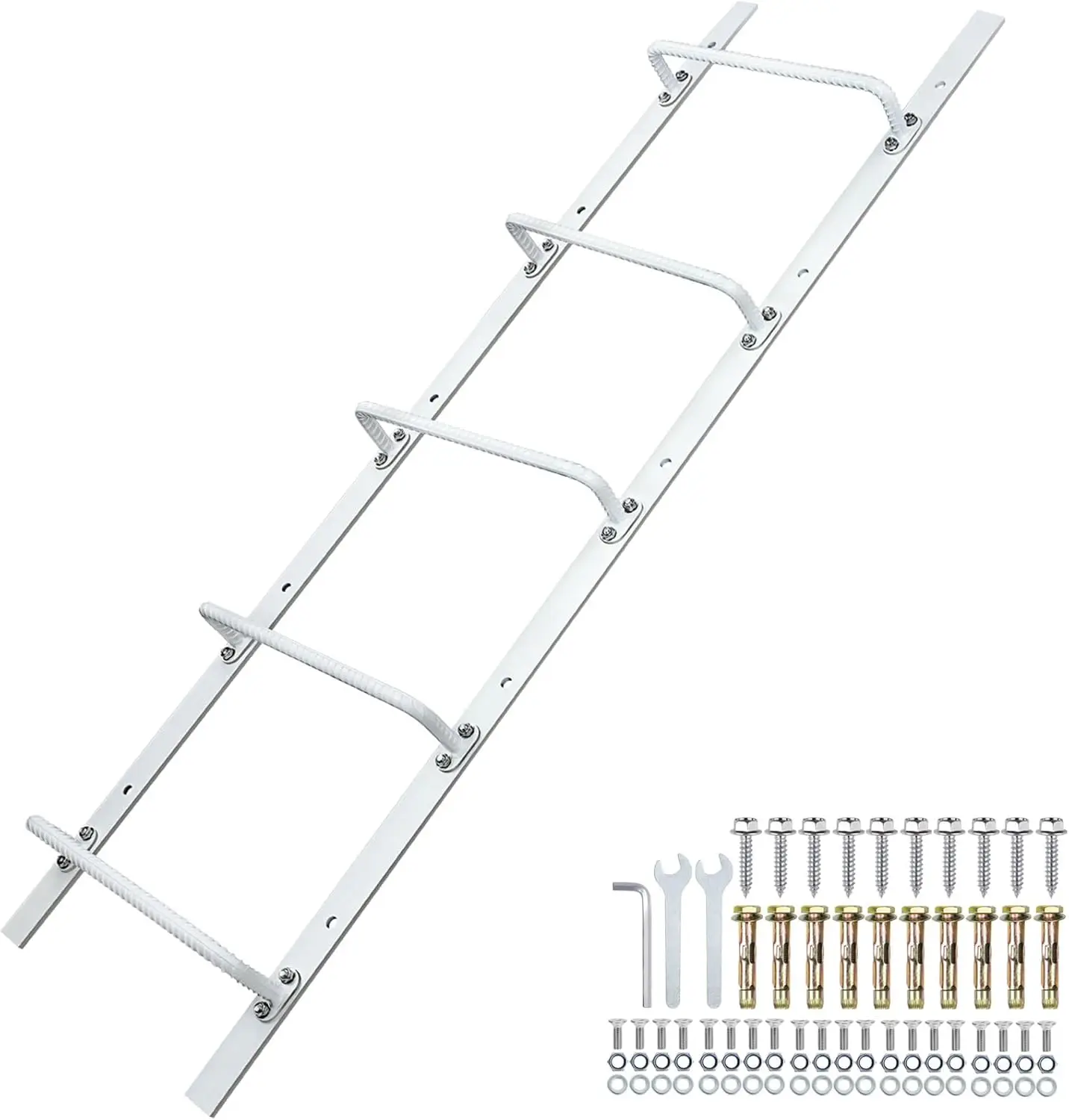 Heavy Duty Steel Fire Escape Ladder, Powder-Coated Basement Egress Window Ladder Wall Mounted Ladder 56.2