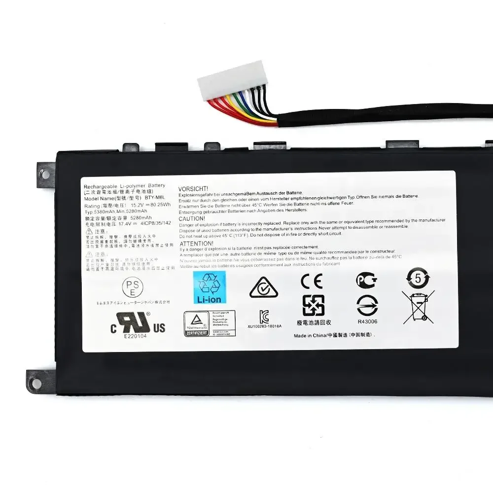 Brand New Original BTY-M6L 15.2V 80.25Wh Laptop Battery for MSI GS65 Stealth Thin 8RF 8RE 9RE PS42 8RB P65 MS-16