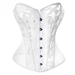 White Sexy Hollow Out Waist Trainer Corset Women's Lace Up Boned Slimming Lingerie Corsets And Bustiers Top Overbust body Shaper