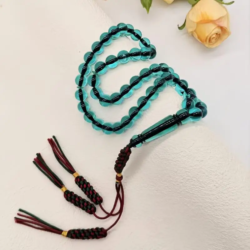 Resin Muslim Prayer Beads 51 PCS Handwoven Minimalist Tassel for Meditation Worship Daily Carry