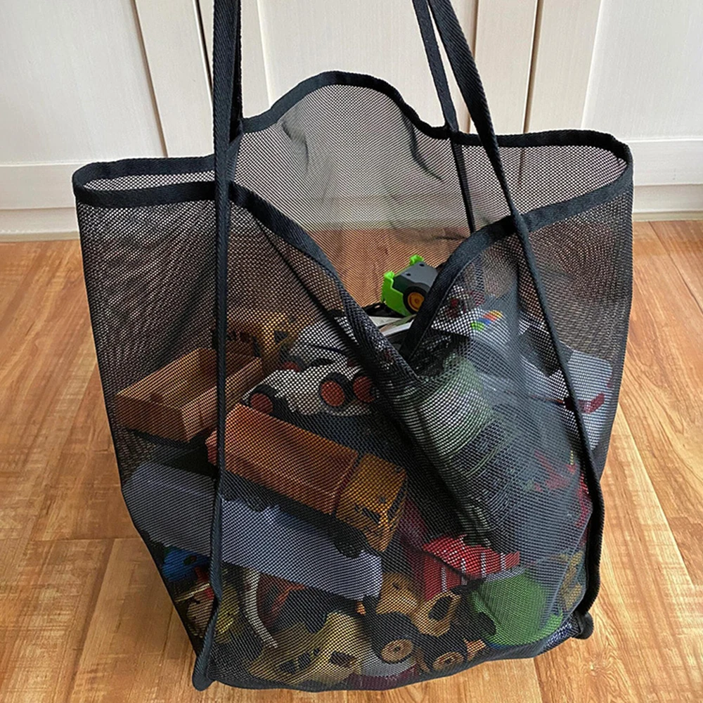 حقيبة شاطئ شبكية، حقيبة مستحضرات تجميل كبيرة على الشاطئ مع جيب بسحاب لحقيبة حمام السباحة العائلية لأساسيات الألعاب والعطلات