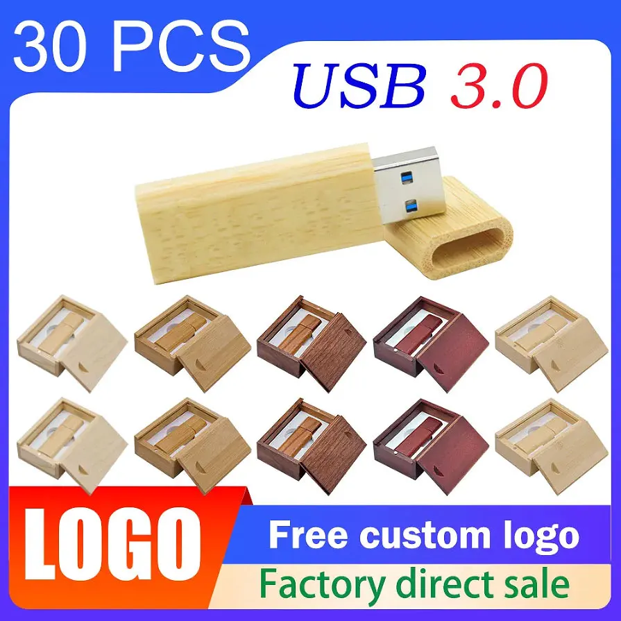 

30pcs/lot Free Logo Wood Small Gift USB 3.0 Flash Drive 4GB 8GB 16GB 32GB 64GB Pendrive Mini Creative Pen Drive USB Memory Stick