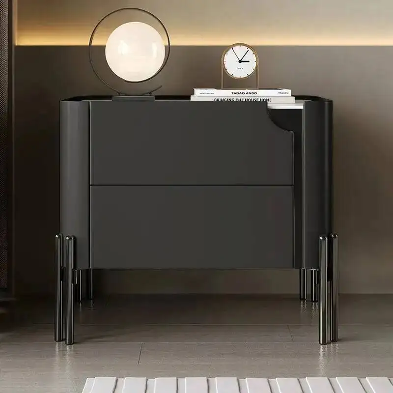 Luxury Pretty Table Italian De Nightstands Bedside Aesthetic Drawers Minimalist Table Storage Chevet White Modern Home Furniture