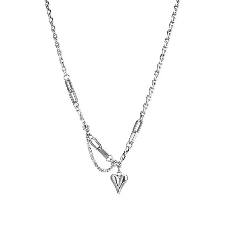 Design Sense Gold Stainless Steel Chain Heart Pendant Short Necklace Goth Girls Unusual Clavicle Chain Fashion Jewelry For Woman