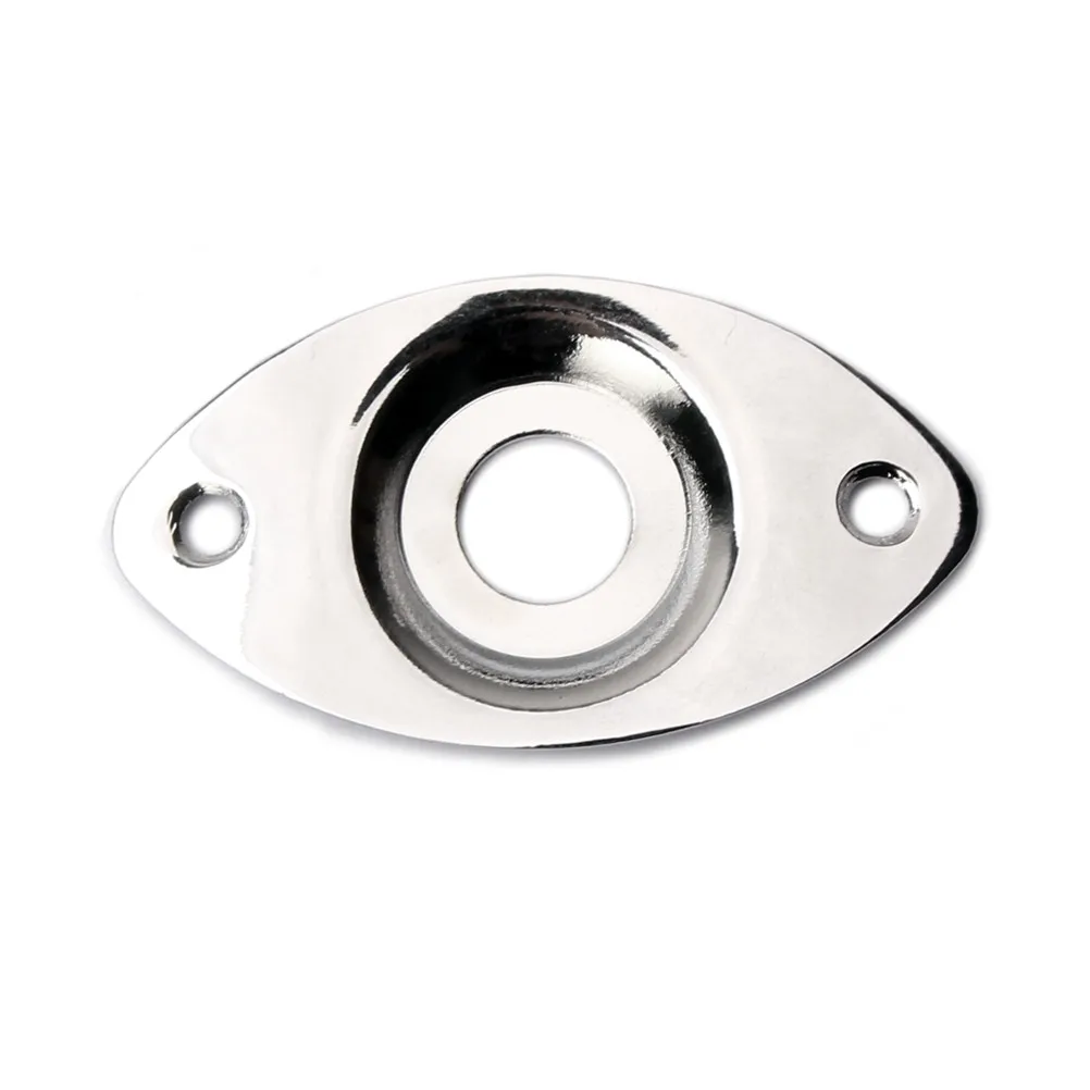 

Металлическая овальная вогнутая пластина для гитарного разъема Pickup Jack Socket Plate, серебристая, с монтажными винтами, для электрогитар и бас-гитар, сменная.