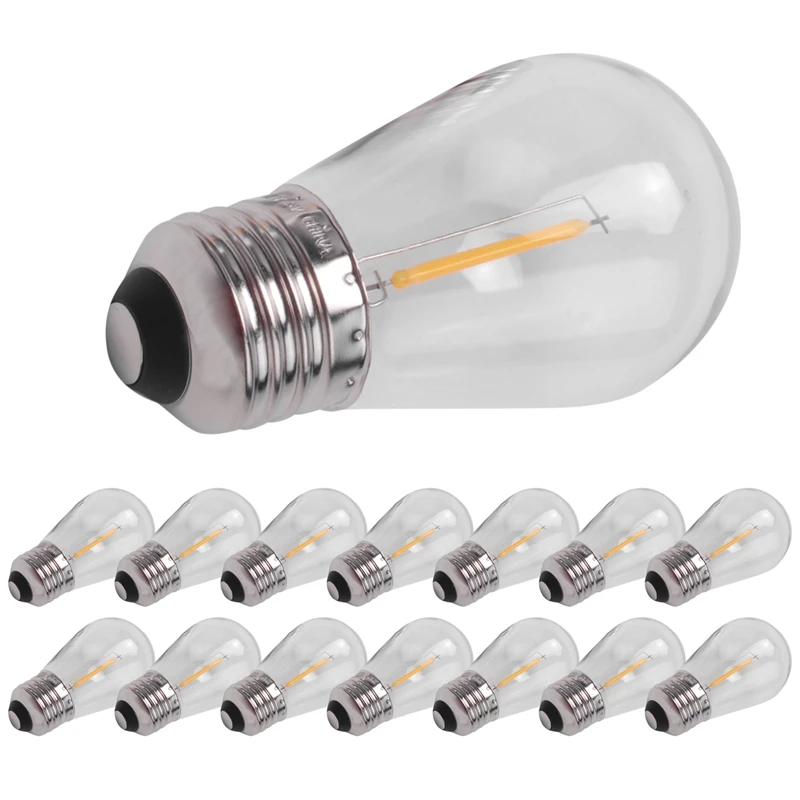 A21I-15 Pack 3V LED S14 استبدال المصابيح الكهربائية شاتيربروف في الهواء الطلق سلسلة مصابيح كهربائية بيضاء دافئة