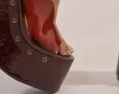 Women Peep Toe Transparent Wedge Platform Sandals Rivet Ankle Strap Buckle Super High Heel Vintage Fashion Summer Party shoes