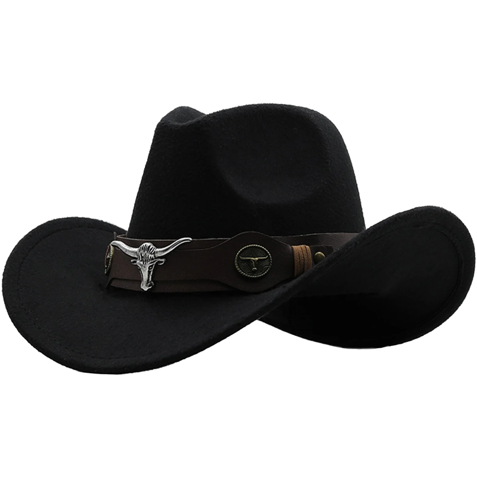 

Western Cowboy Hats Wide Brim Cowboy Cowgirl Panama Hat with Retro Belt n Women and Teens