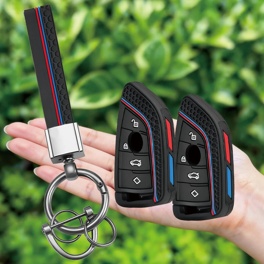 Silicone Car Key Case Cover For BMW X1 X3 X5 X6 X7 1 3 5 6 7 Series G20 G30 G11 F15 F16 G01 G02 F48 M3 M4 M5 Accessories