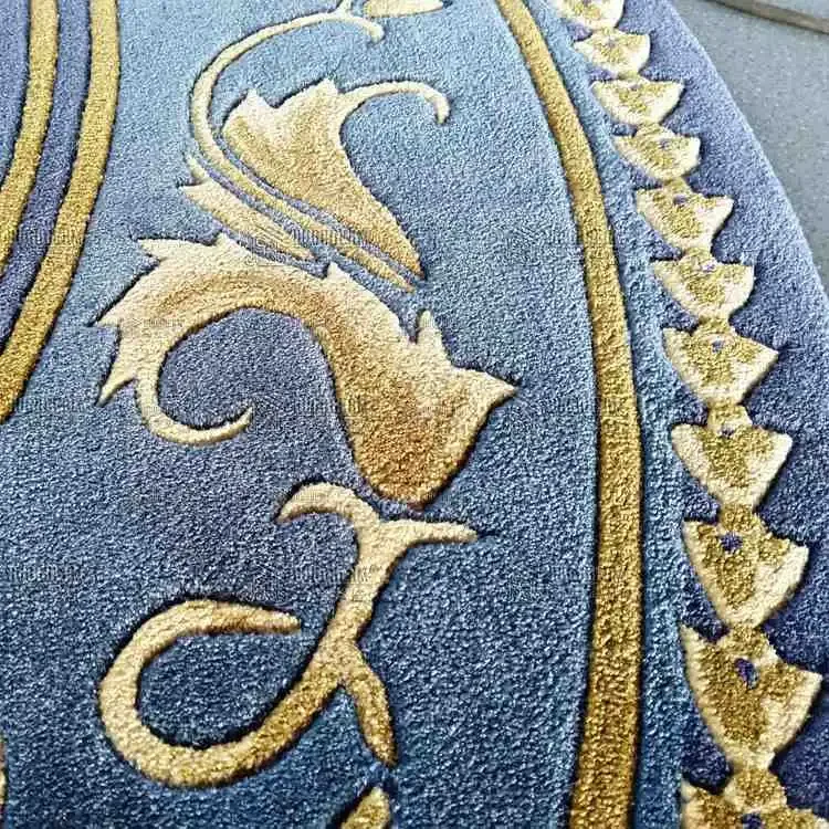 Thickened European Handmade Bamboo Fiber Carpet Light Luxury Round Piano Rug Mat Customized Bedroom Living Room Handmade Carpet