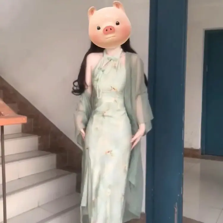 Vestido chino Cheongsam chi-pao mejorado, cárdigan de verano, ajustado, verde, cuello colgante, conjunto de dos piezas, 2023