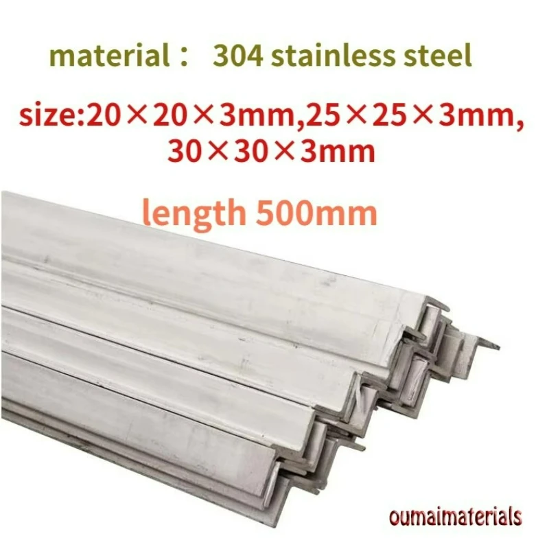 304 Stainless Steel 20×20×3 L Angle  Equilateral Angle   Length 500mm  Triangle Iron Specifications Are Complete