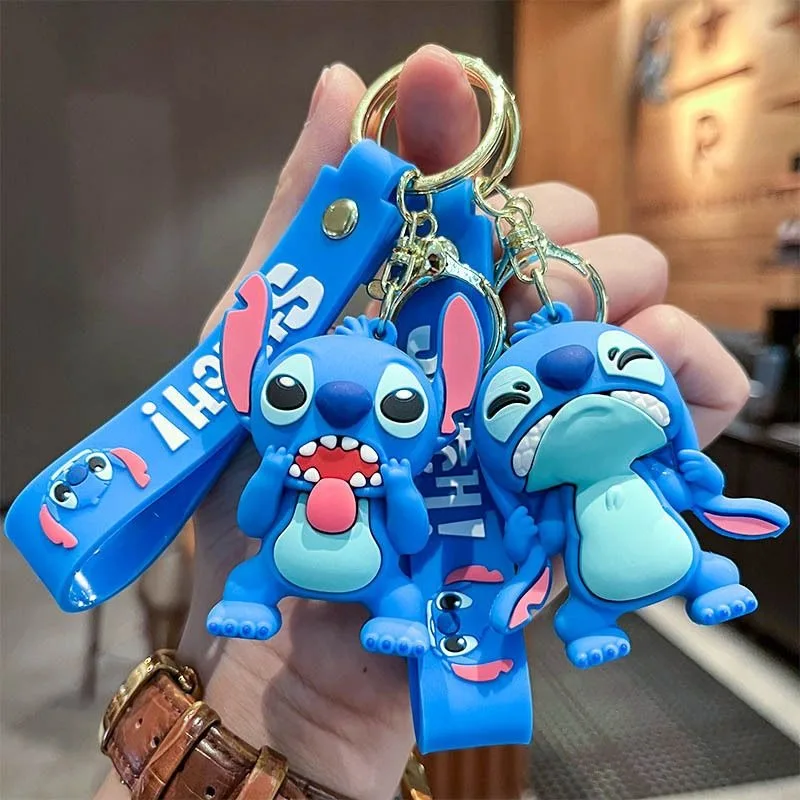 Chaveiro 3D Disney Stitch: Boneco Criativo com Expressão Zangada para Carro, Mochila e Decoração – Acessório de Joalheria e Brinquedo de Presente
