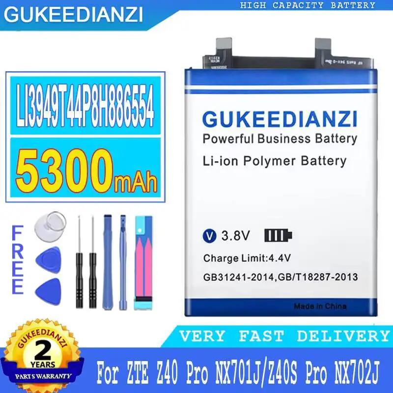 

Mobile Phone Battery Reliable Replacement For Zte Z40 Pro NX701J Z40S NX702J LI3949T44P8H886554 5300Mah
