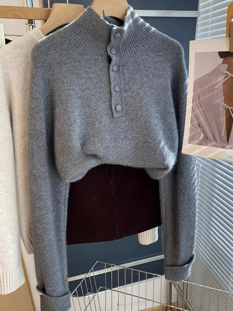 

Свободный вязаный свитер для похудения, длинный светящийся цвет, шерстяной повседневный слинг, простой женский накладной корейский вариант, стиль Poem Art Lin