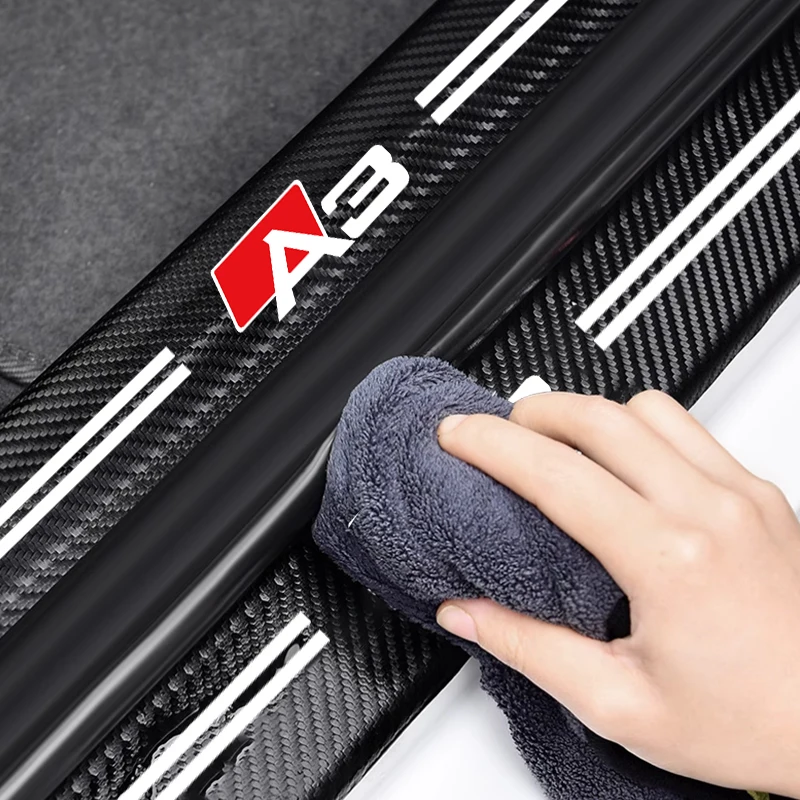 

Luminous Car Door Sill Stickers For Audi A3 Abarth 695 Leather Car Threshold Protection Strip