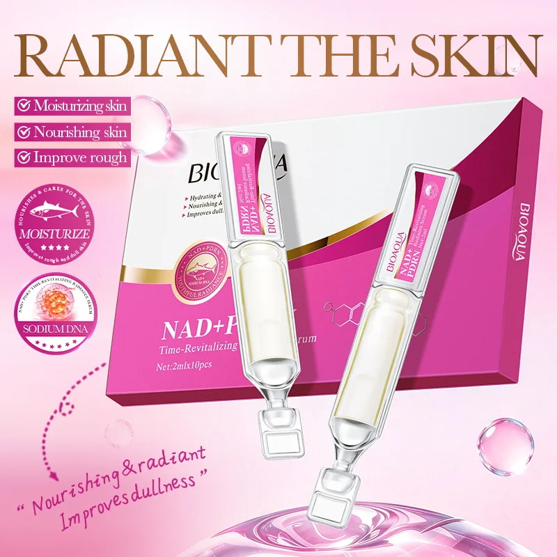 10pcs BIOAOUA NAD PDRN Facial Ampoule Serum Anti-aging Hydration Nourishment Whitening Improve Dullness Smooth Rough Skin Care