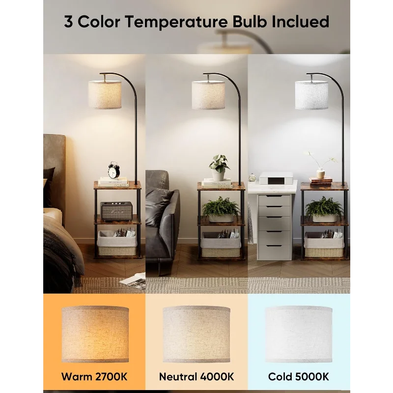 2 Pack Floor Lamp with End Table Nightstands End Side Table for Living Room Bedroom Sofa Chair Modern Home Decor