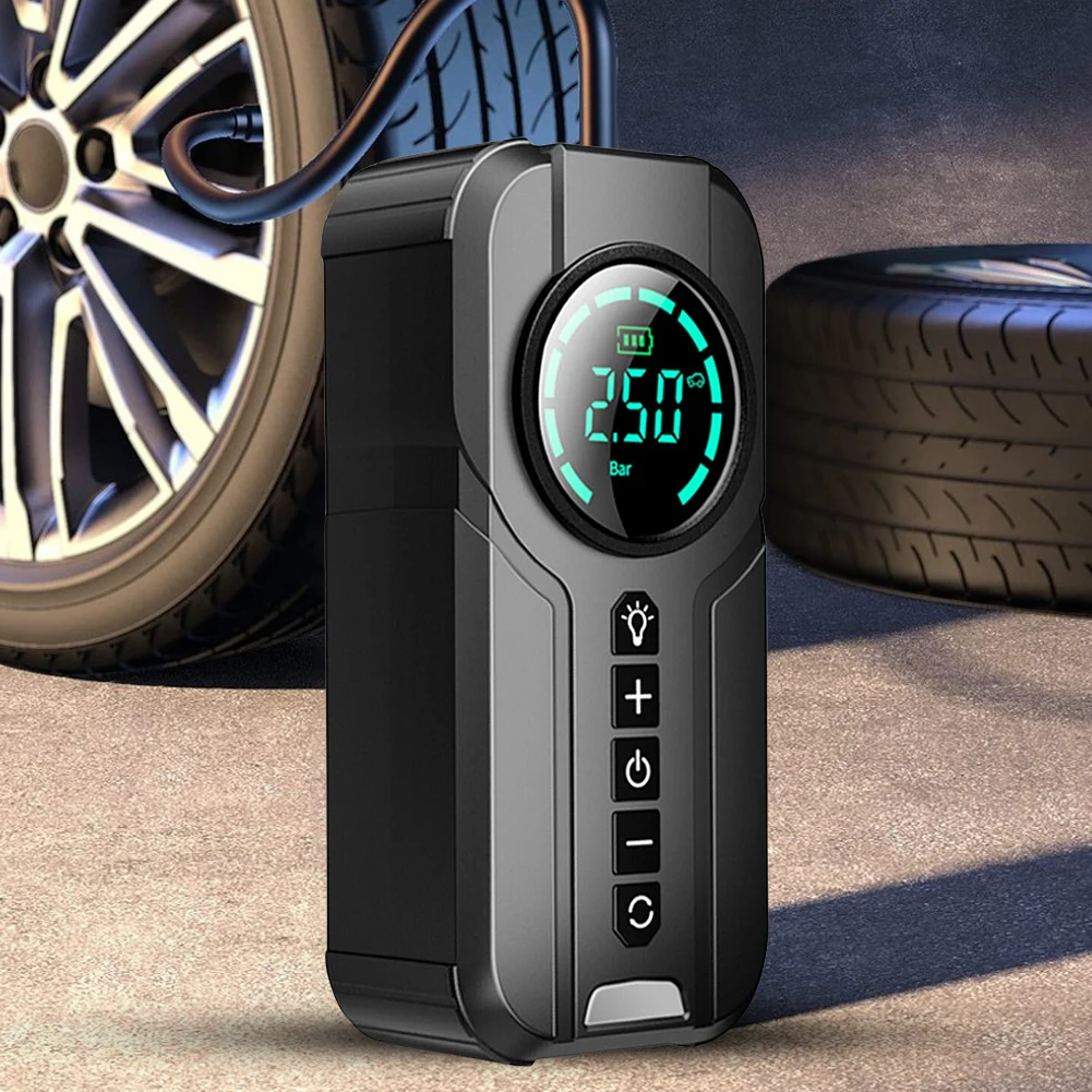 Car Bike Tires Air Pump 12V 100W Electric Air Pump Inflator LCD Display Rechargeable Air Pump Digital Cordless Car Tyre Inflator