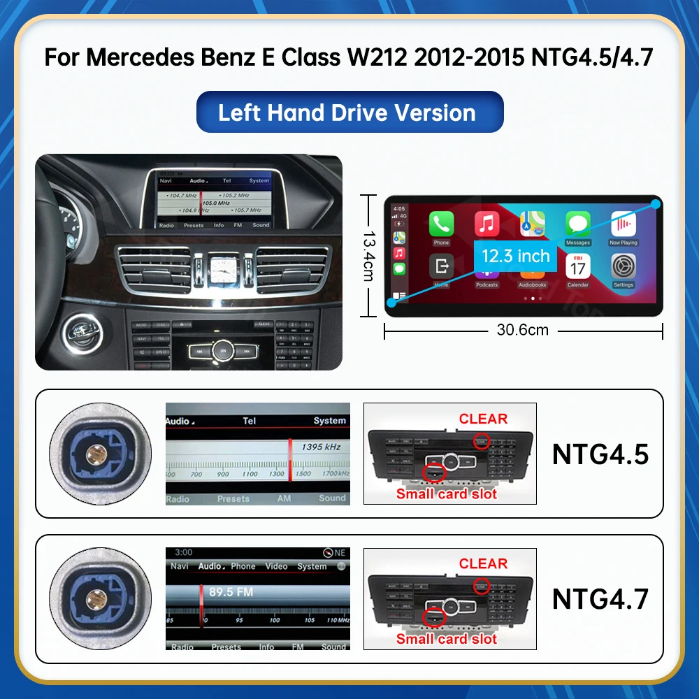 12,3 inch Road Top Touch Display Multimedia Player voor Mercedes Benz E Klasse W212 2009-2016 NTG4.0 4.5 5.0 GPS Carplay Scherm