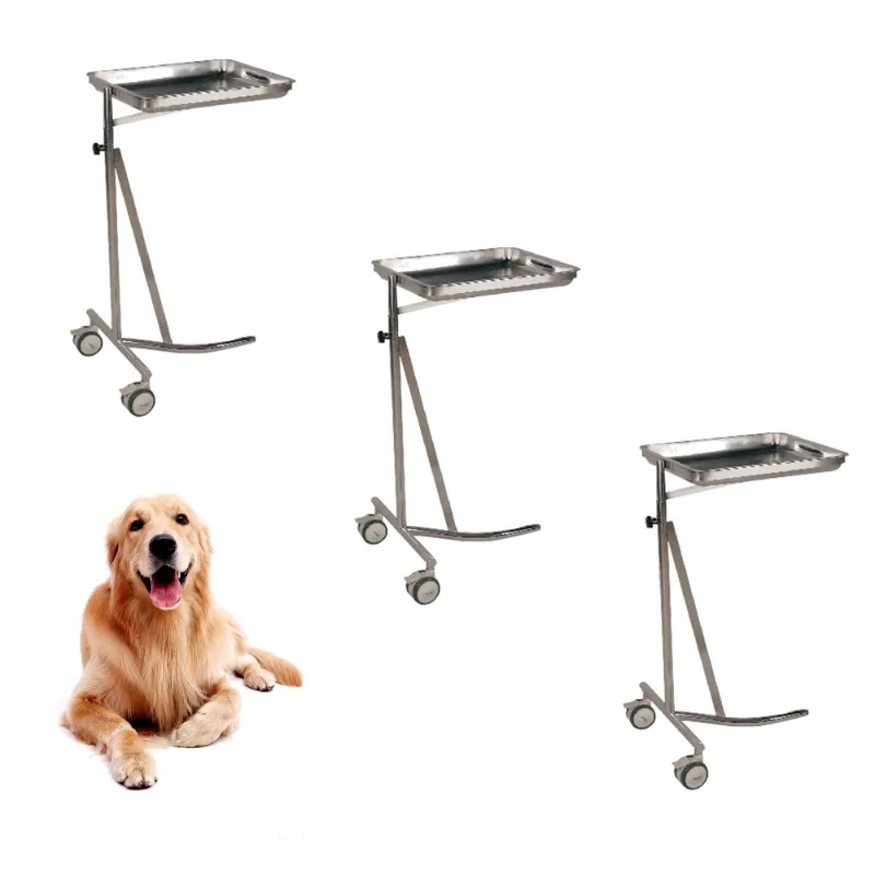 Aeolus Vet Hospital swivel castors rounded corners and edges deep-drawn table top stability stainless steel Mayo Cart