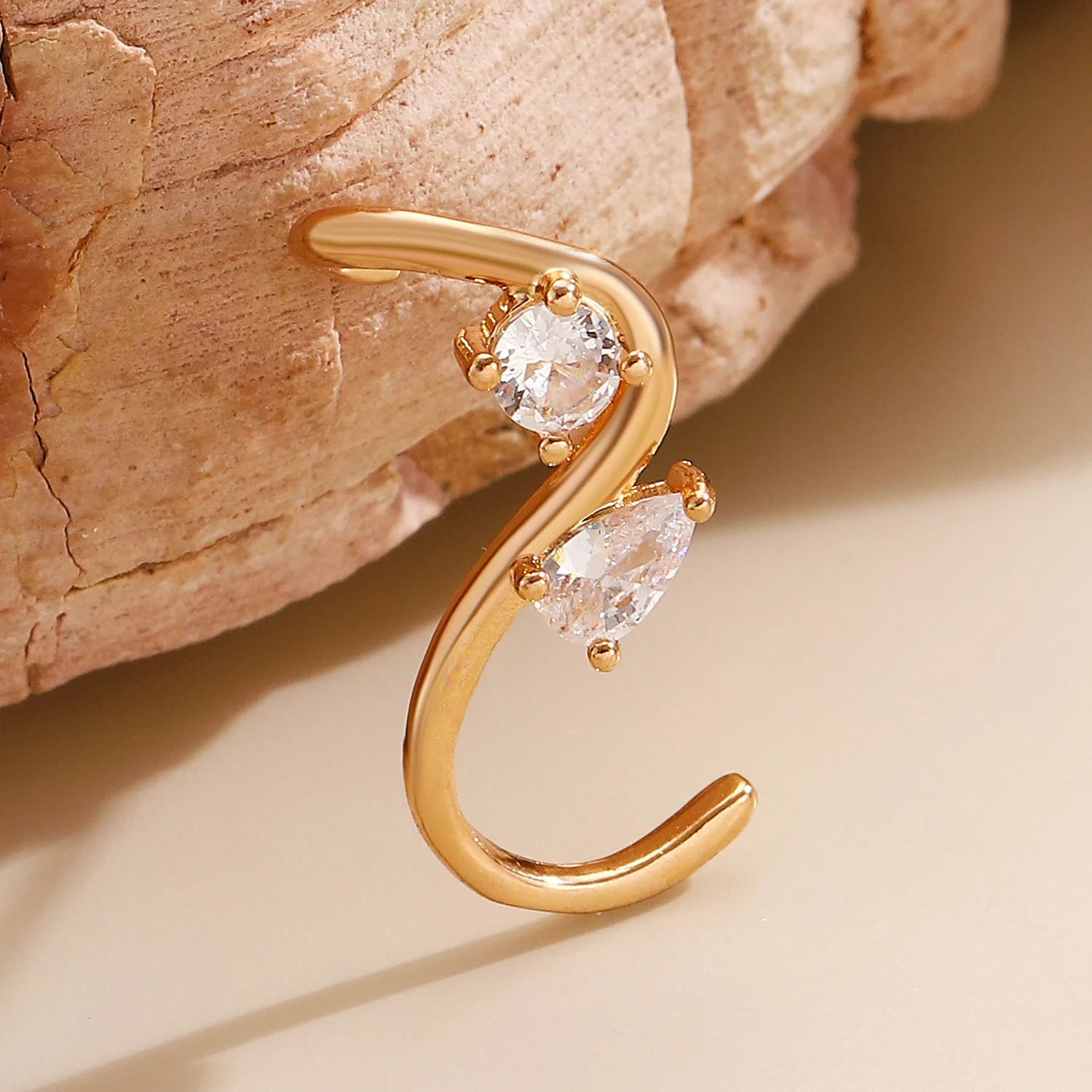 HORRIPAL Wave Water Drop Zircon Ear Climber Earrings for Women S925 Sterling Silver Trendy Designer Luxury Fine Jewelry Gift