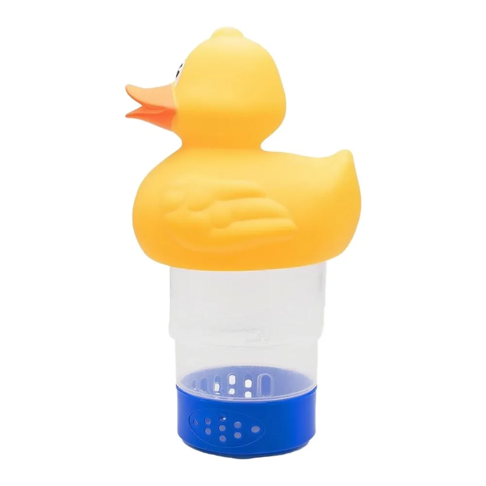 Yellow Swimming Pool Cleaner Floating Duck Pool Dispenser Floating Pool Toy Transparent Design Weather Resistant