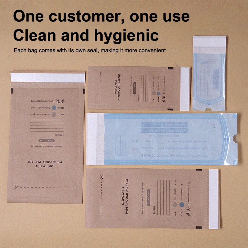 10Pcs Self-Sealing Kraft Paper Bag Disposable Disinfection Bag Nail Tools Sterilizer Manicure Bags Sterilization Pouch