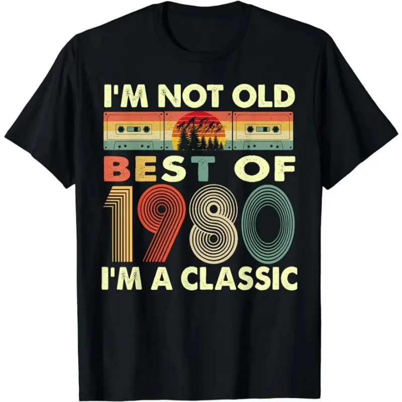 Men's Vintage 43 Year Classic T-Shirt: Best Birthday Gift Summer 43 Year Classic 1980 Limited Edition Custom Printed T-Shirt