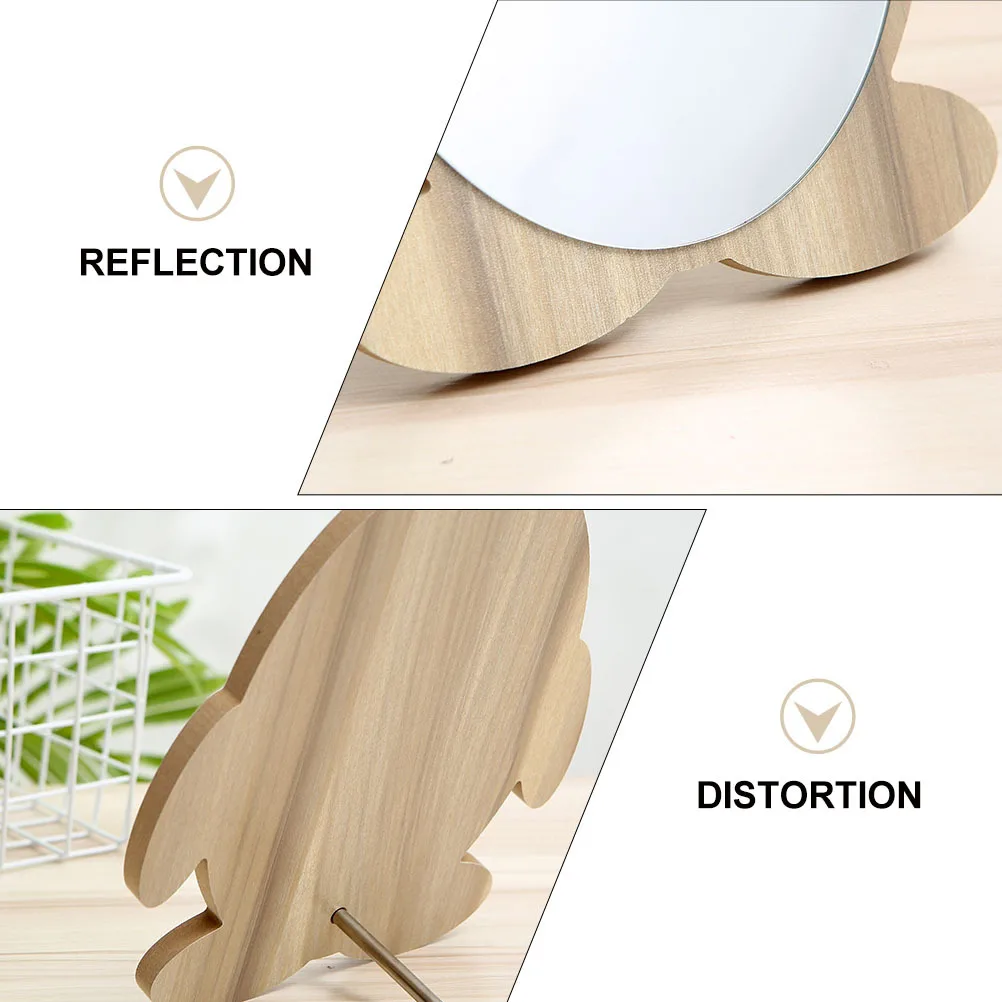 1 pçs espelho de maquiagem de madeira desktop espelho decorativo base de madeira maciça imagem clara ideal para o uso da vaidade do quarto