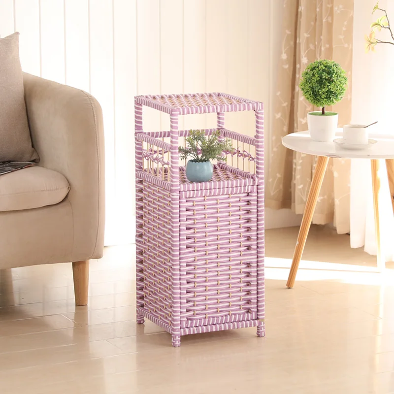 

Natural Paper Rope Woven Storage Cabinet, Sofa Corner Shelf, Modern Minimalist Multi-Layer Edge Cabinet, Living Room Organizer
