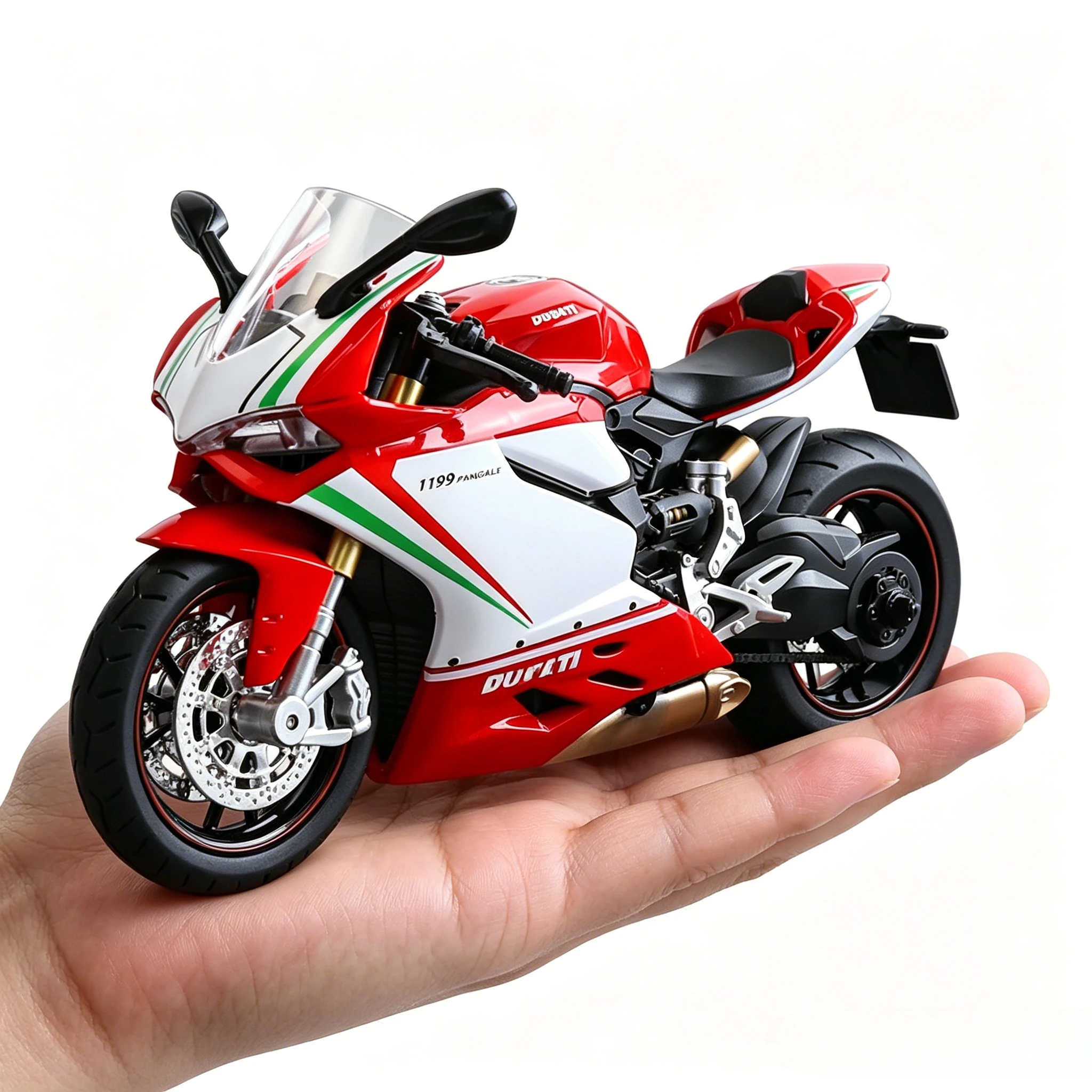 

1:12 Scale 1199 Motorcycle Toy Model Cars Alloy Diecast Shock Absorption Sound Light Chain Linkage Simulation Motors for Boys
