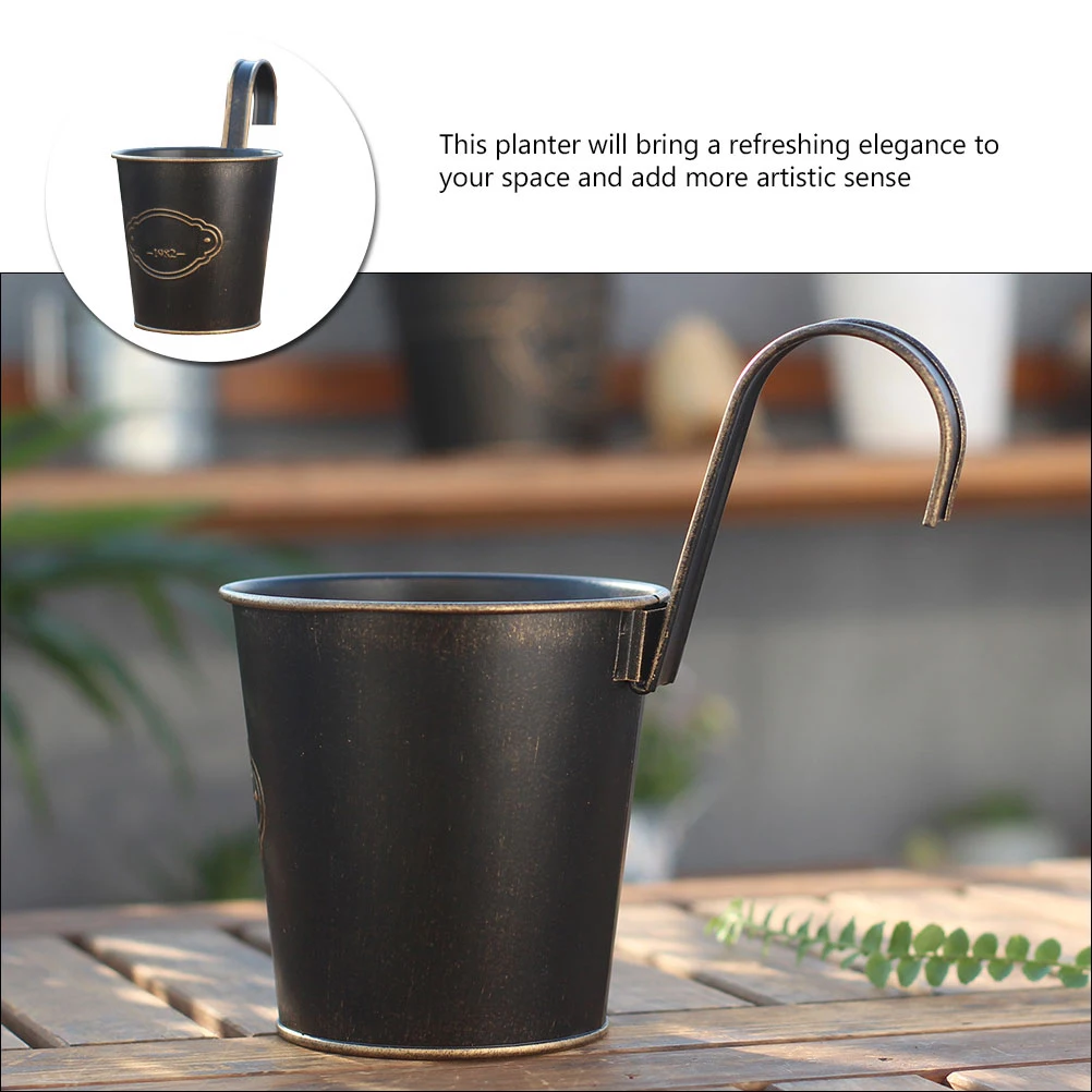 1 szt. Retro Metalowa Donica Wisząca na Ścianę, Ogrodowa, na Balkon, na Zewnątrz, Wiadro na Rośliny, Vintage Donica na Ogrodzenie