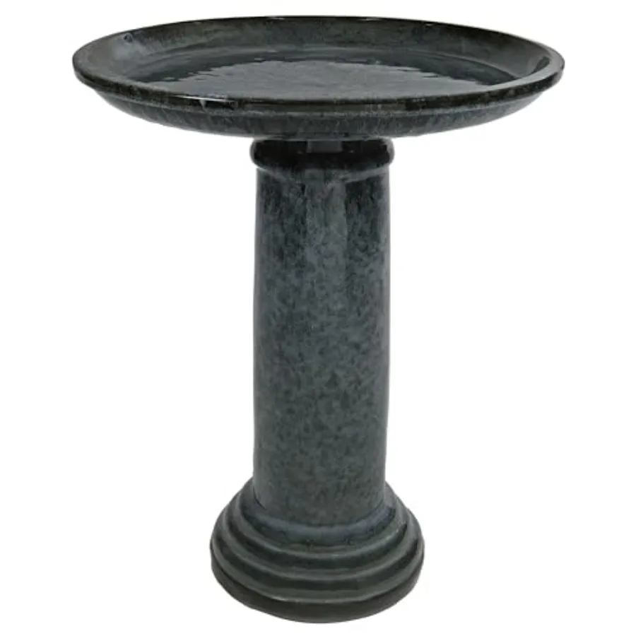 

Outdoor ceramic bird bath for garden use, ceramic material, black mist glaze color, UV- and frost-resistant for year-round dura