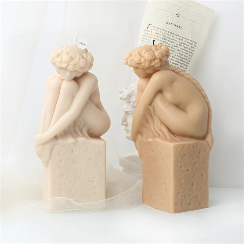 

The Shy Naked Girl Silicone Candle Mold DIY Handmade Human Statue Gypsum Form Plaster Resin Making Supplies Ornaments Craft Mold