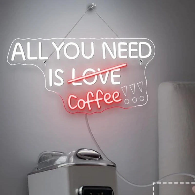 Todo lo que necesitas es café letrero de neón luz de neón LED USB regulable para cafetería tienda cerveza Bar Club restaurante decoración de pared regalo de apertura