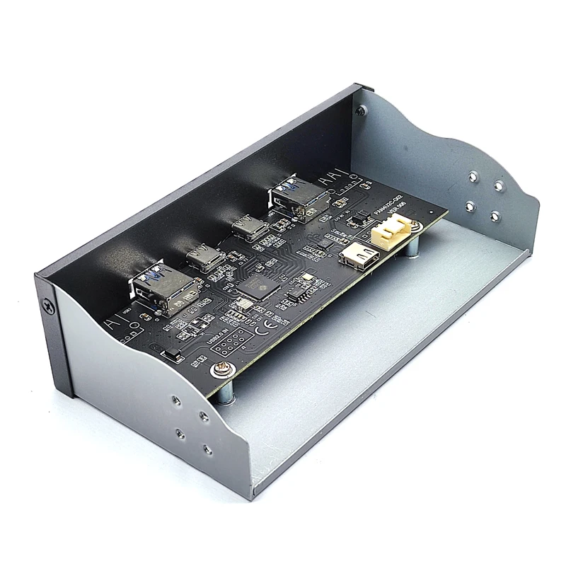 USB 3.0 Front Panel for PC 2Port USB TYPE C + 2Port USB3.0 HUB Adapter GL3523 Chip USB 3.2 Gen1 5Gbps for 5.25\