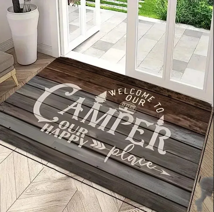 VIKAMA Welcome To Our Camper Again Doormat, Non-Slip Floor Mat for RV and Camping Farmhouse Decor, Living Room Bedroom