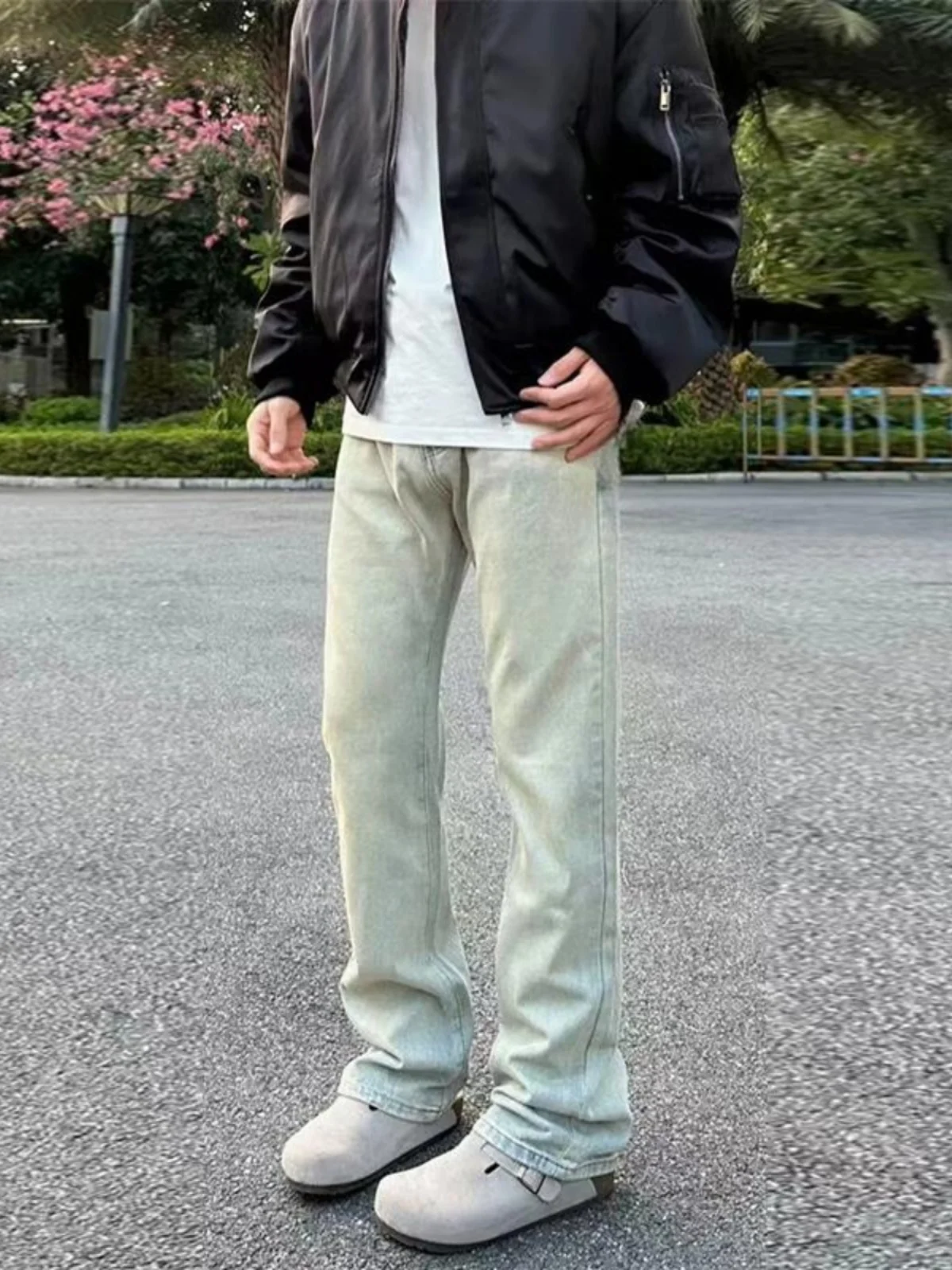 

Men's Straight Leg Fce Lined Slim Fit Thiened American Sle Jeans High Street Vibe Casual Commute School Wear Winter