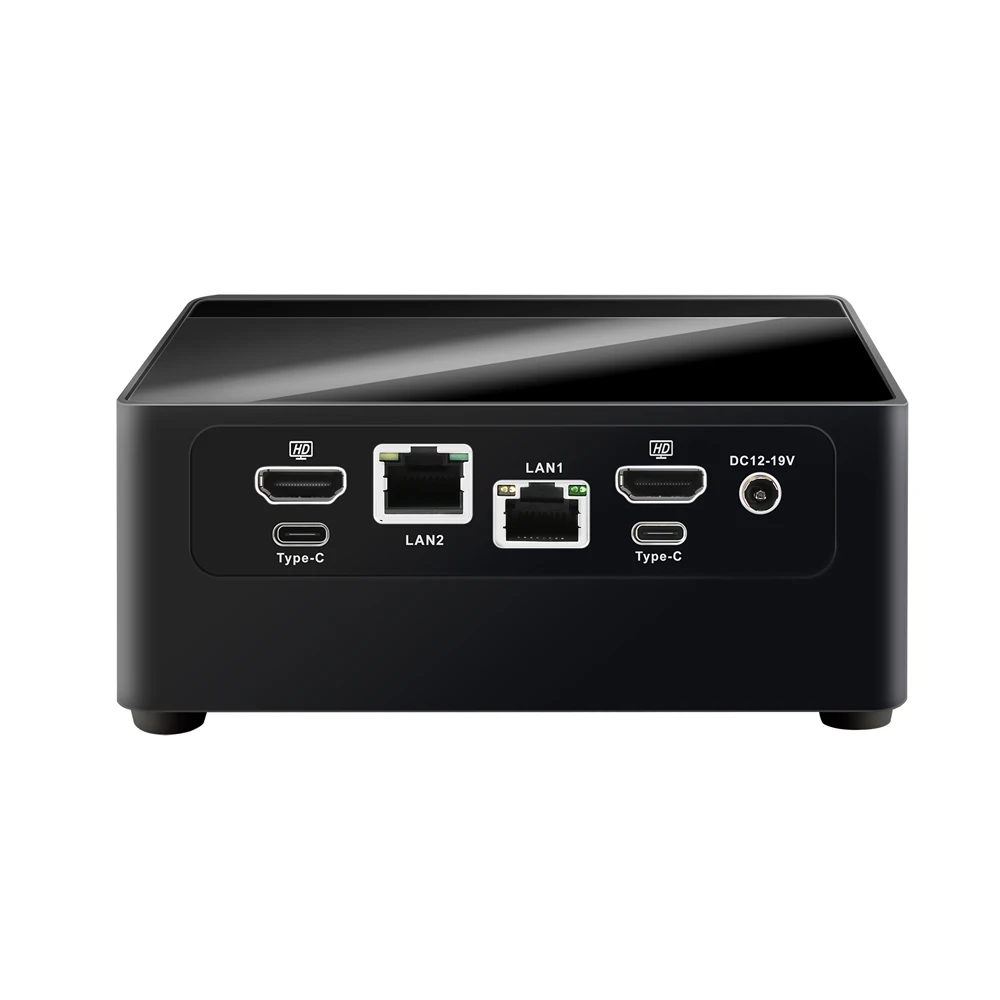 Hunsn mini pc, htpc, kleiner server, desktop computer, bj03, intel u300/core i5 1235u, 2hdmi, 2type-c für dp usb3.2, 2lan, vesa mount