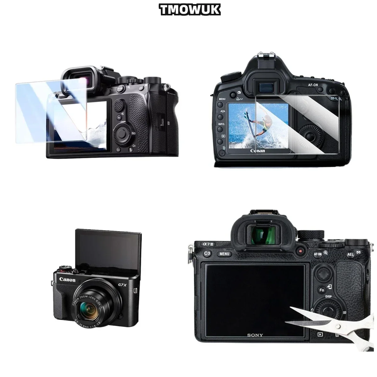 

For Canon G7X3 850D M200 Anti-Scratch Tempered Glass Film 9H Hardness HD Clear Camera Protector