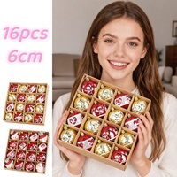 16pcs 6cm Colorful Christmas Balls 3D Christmas Pendant hristmas Tree Decoration Plastic Ball New Year Xmas Holiday Decoration