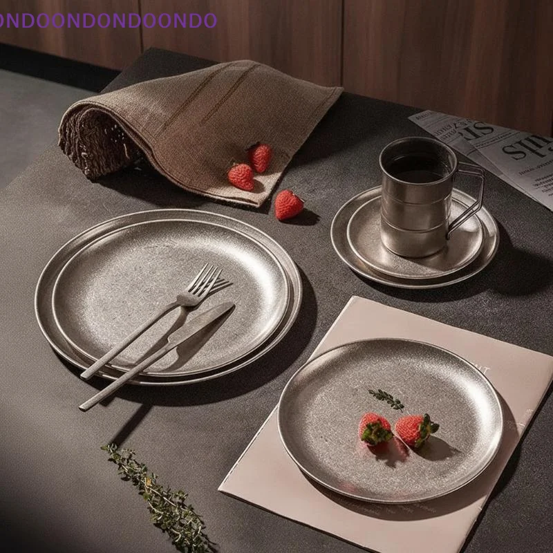 Stainless Steel Durable Vintage Serving Plates Classical Western Dish for Wedding Reception Table Decor