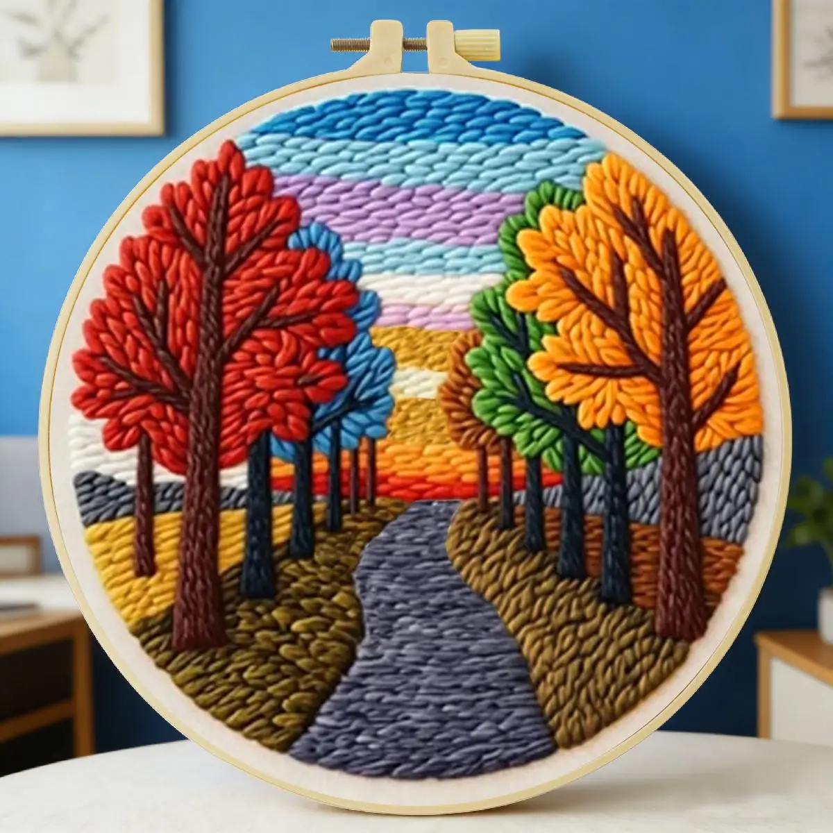 

20X20CM/7.87inch Scenery punch needle embroidery set kit Stitch Embroidery Knitted embroidery DIY handmade gift Sewing Art