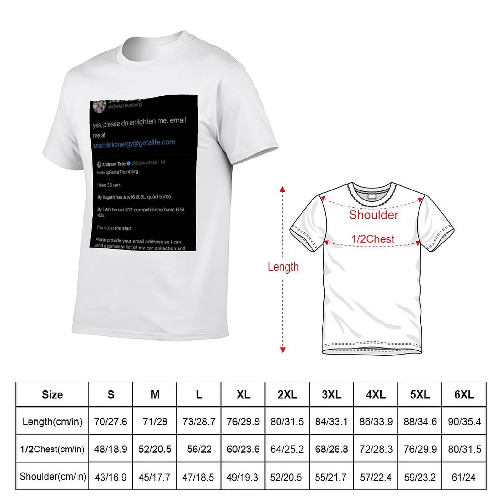 Andrew Tate Gets Roasted By Greta Thunberg T-Shirt Casual Loose Short Sleeve Tee for Men