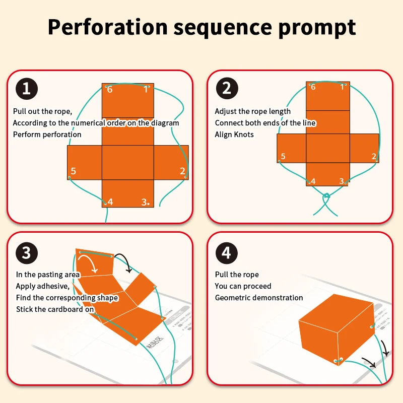 Pull String 3D Geometry Learning Book 3D Geometry Learning Book With Braided Rope Design Teach Volume & Surface Area Formulas